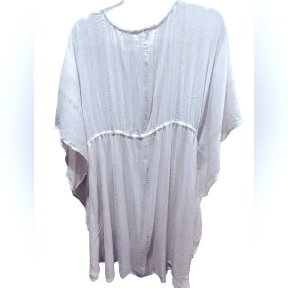 Size medium Bleu Rod Beattie white swim coverup with gold shimmer stripes - Picture 5 of 5
